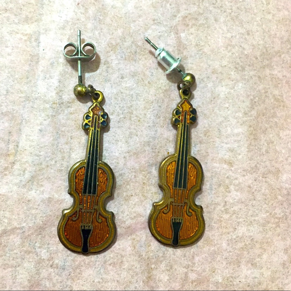 Gorgeous vintage violin earrings